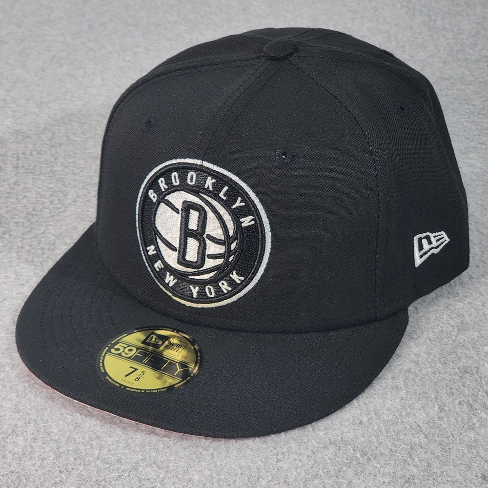 Brooklyn Nets NBA 59Fifty New Era Fitted Hat Mens 7 5/8 Black Rose Paisley Cap